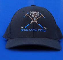 Men’s High Goal Polo Cap – Black with Royal Blue Embroidery